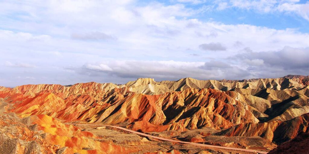 Zhangye Danxia colorful mountains sunset view