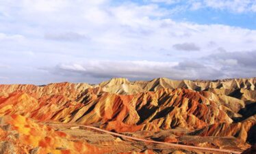 Zhangye Danxia colorful mountains sunset view